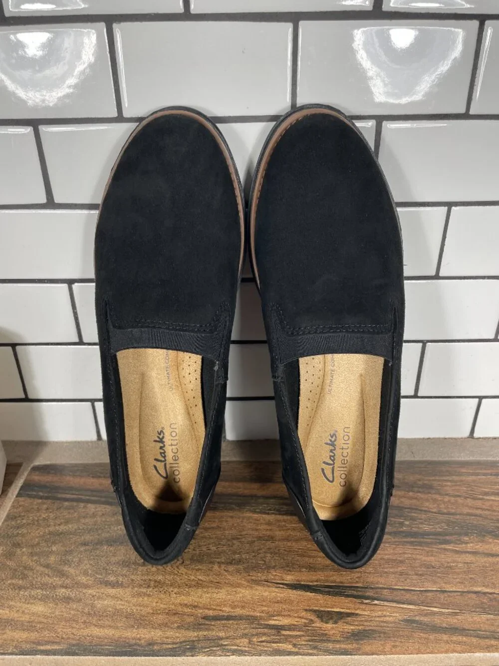 Clarks Sharon Dolly Shoes Womens Size 7 Black Suede Slip On Comfort Loafers